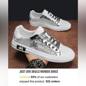 Just Love Skulls Wonder shoes size 6 but fit more like a 7 Brand New $79 retail